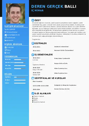 İç Mimar Cv Örnekleri cv indir